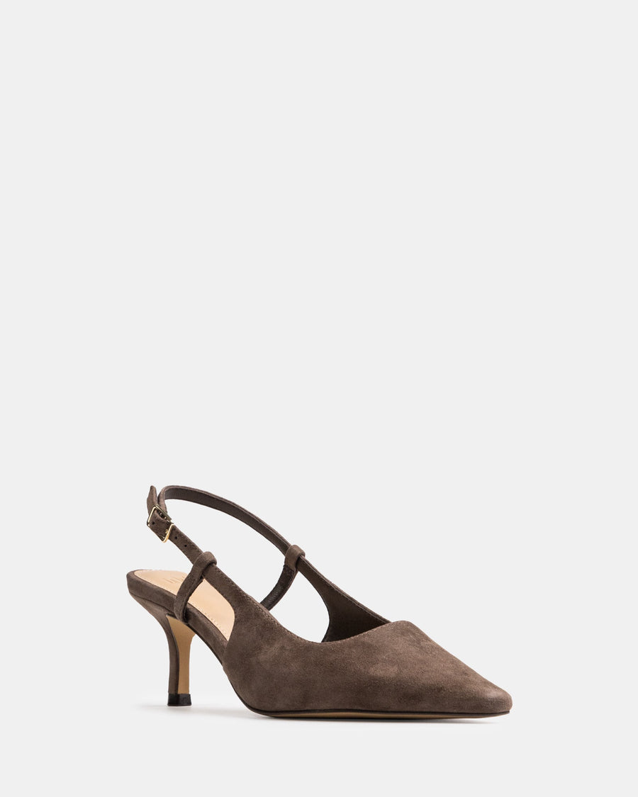 Marrie Mid Heels Mocha Brown Suede