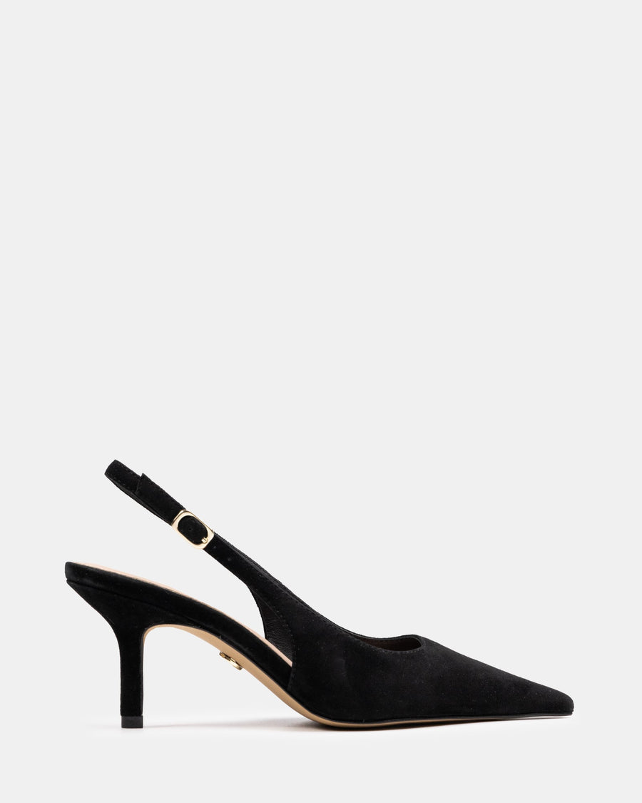 Leia Mid Heel Black Suede