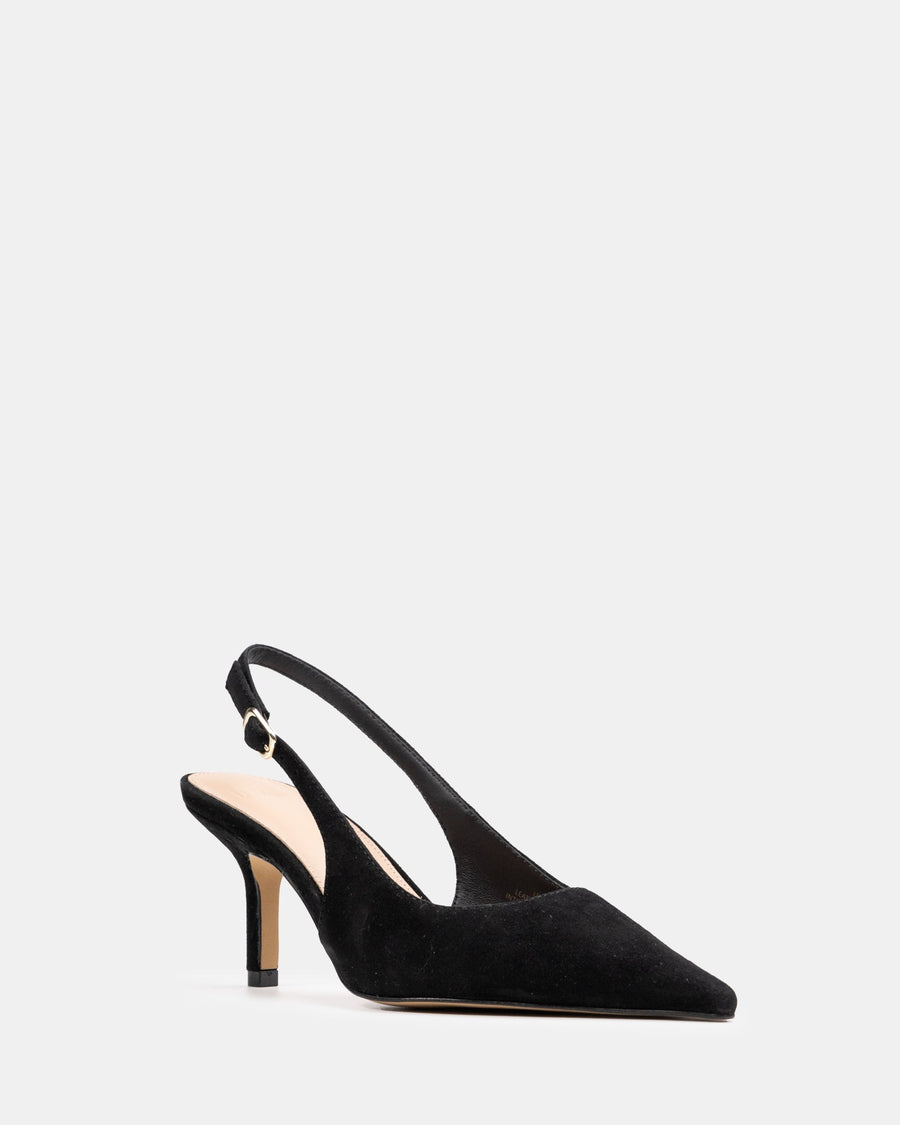 Leia Mid Heel Black Suede