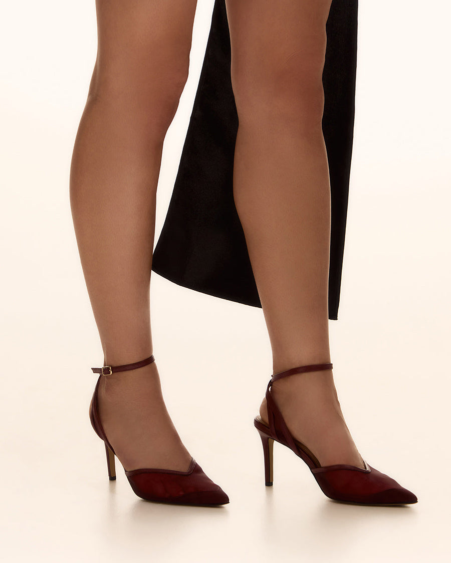 Raylee High Heels Raisin Mesh/Leather
