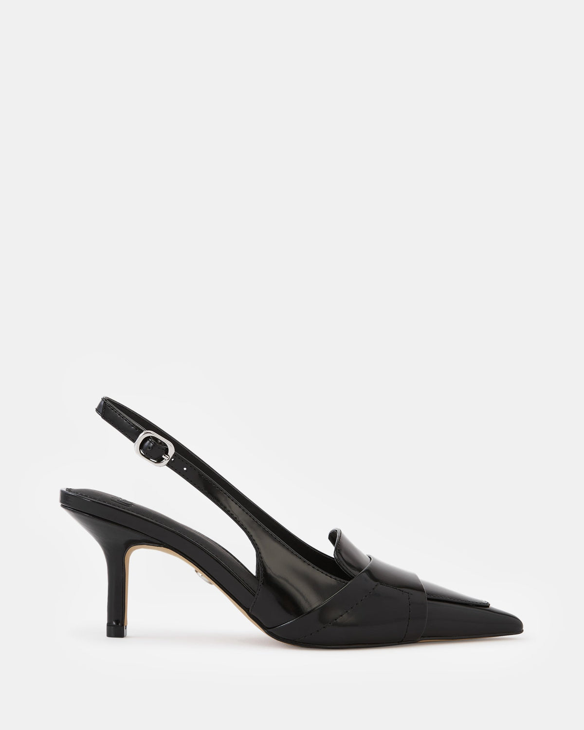 Luna Mid Heel Black Box Leather