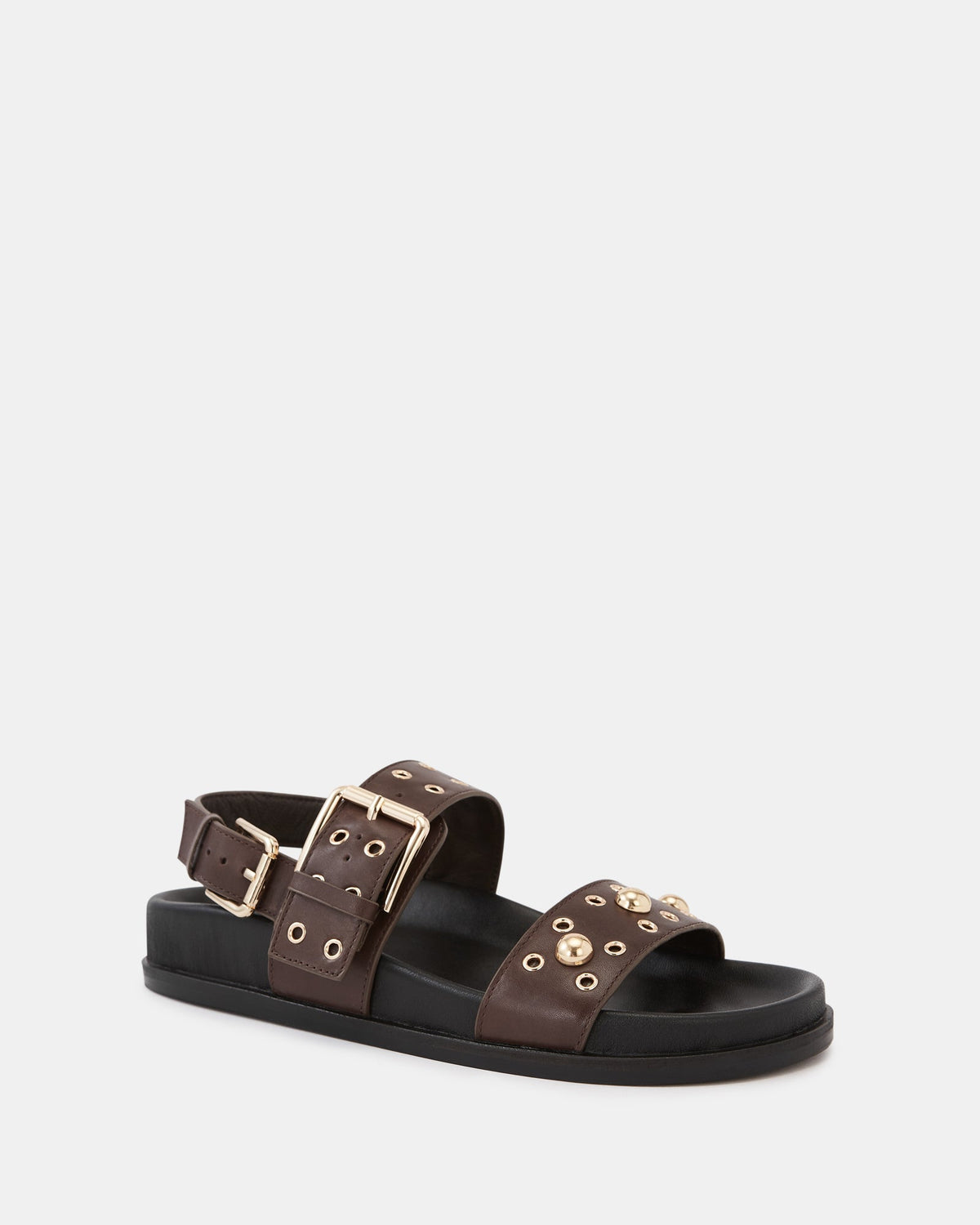 Fifi Flat Sandal Ebony Leather