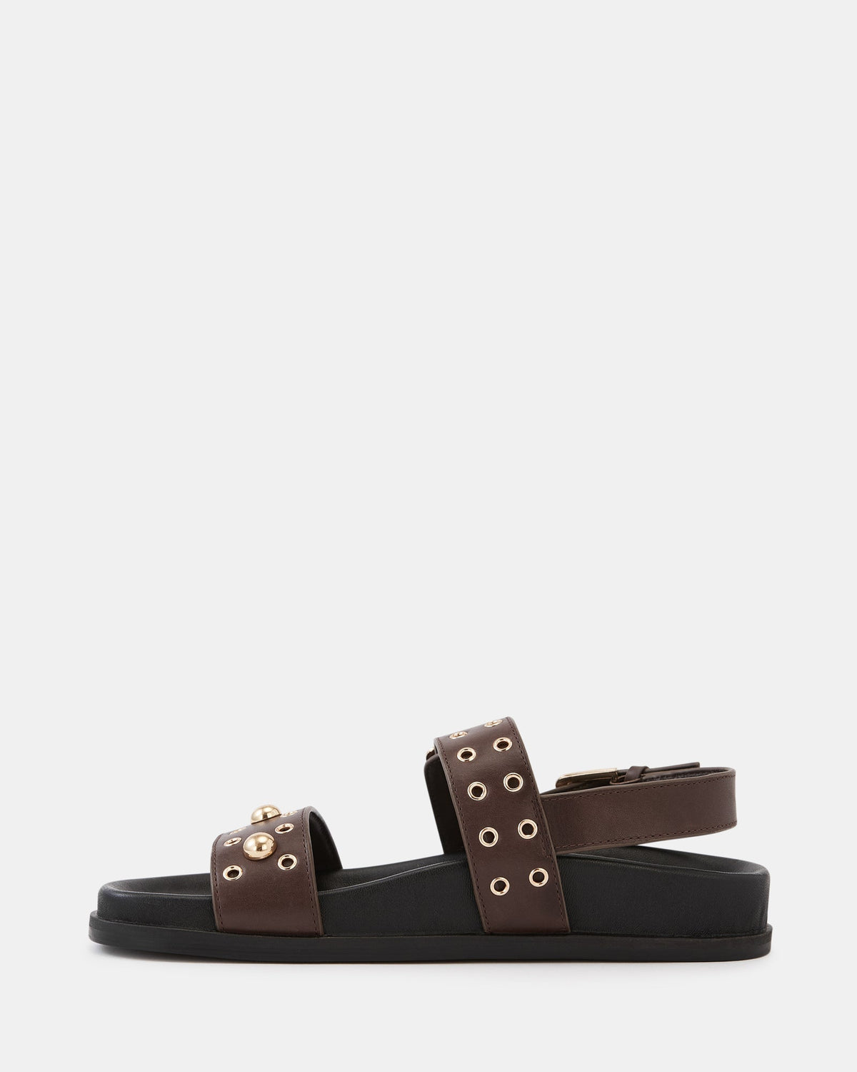 Fifi Flat Sandal Ebony Leather