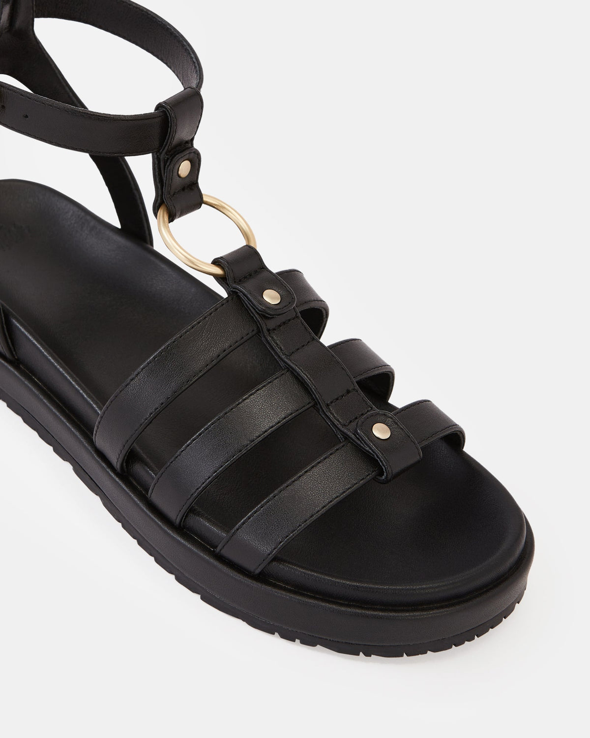 Bruna Footbed/Flatform Black Leather