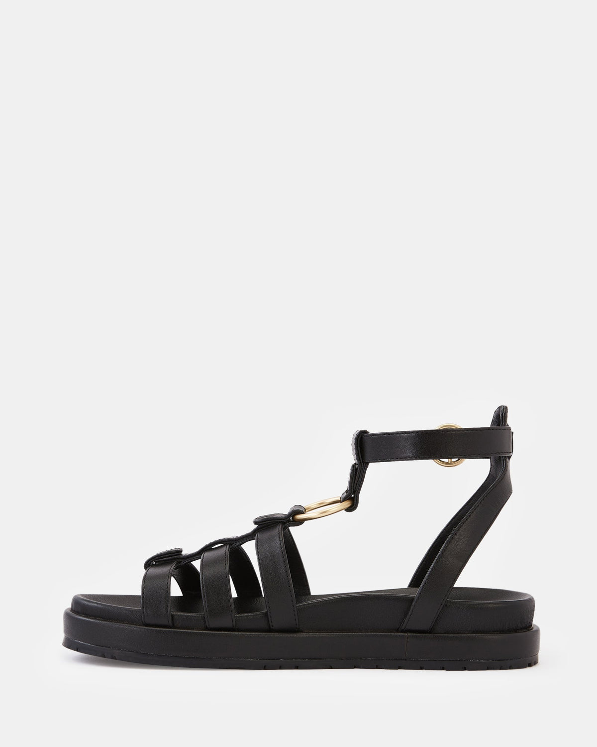 Bruna Footbed/Flatform Black Leather