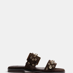 Dixee Flat Sandal Ebony Suede