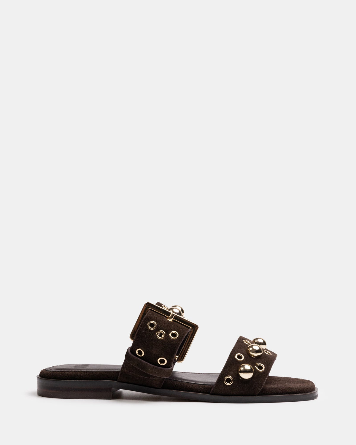 Dixee Flat Sandal Ebony Suede
