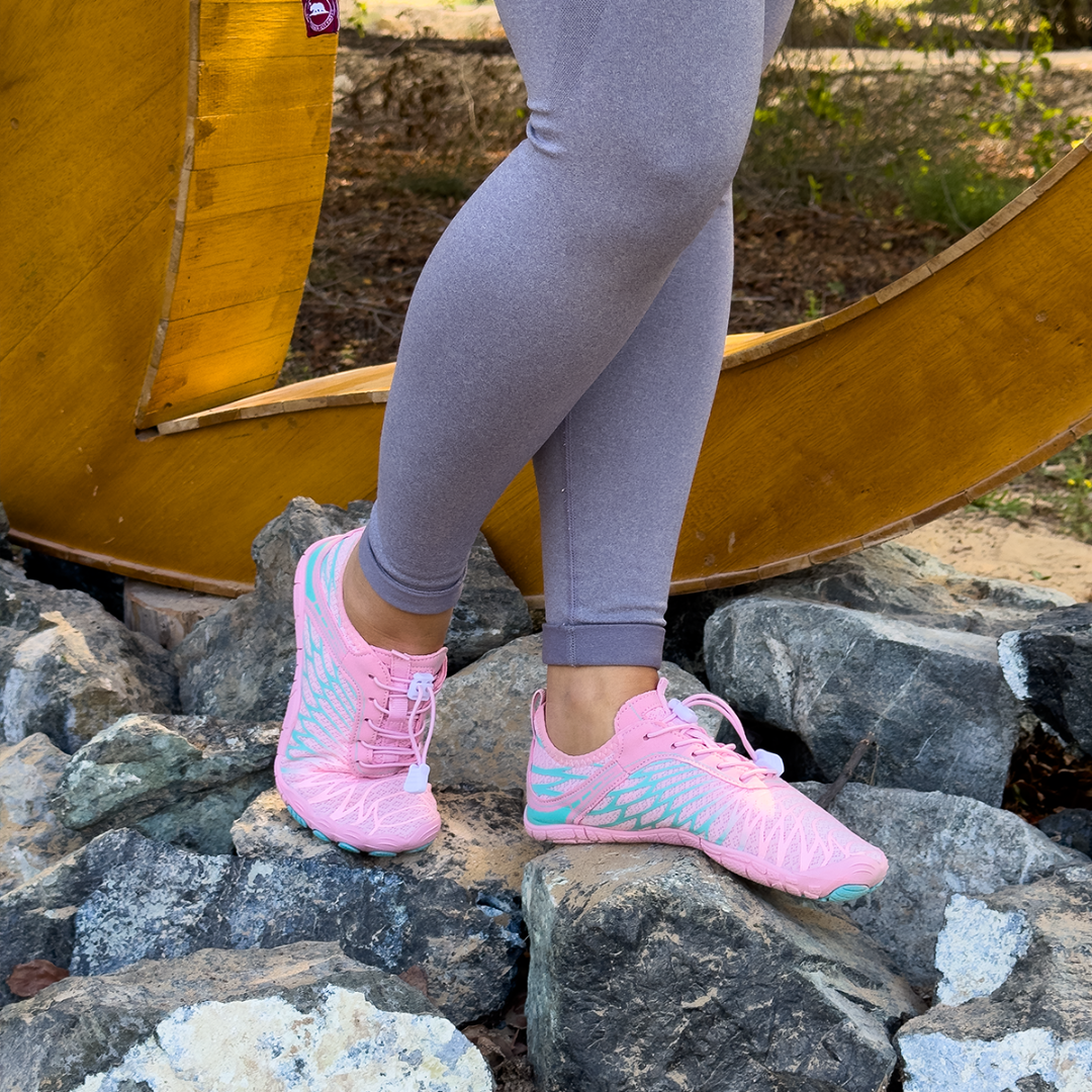 The Wide-Toe Barefoot Walker in Pink, walking