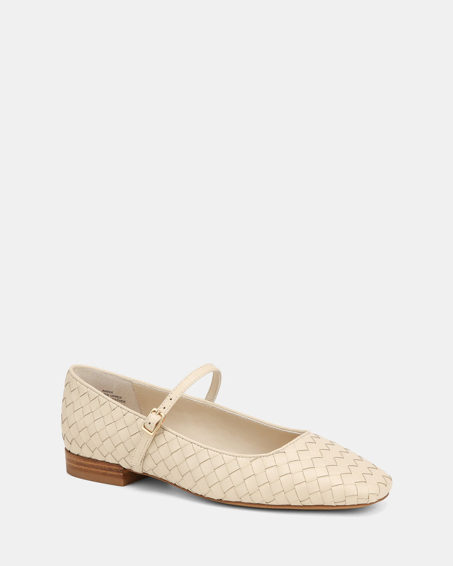 Annie Casual Flats Chalk Woven Leather