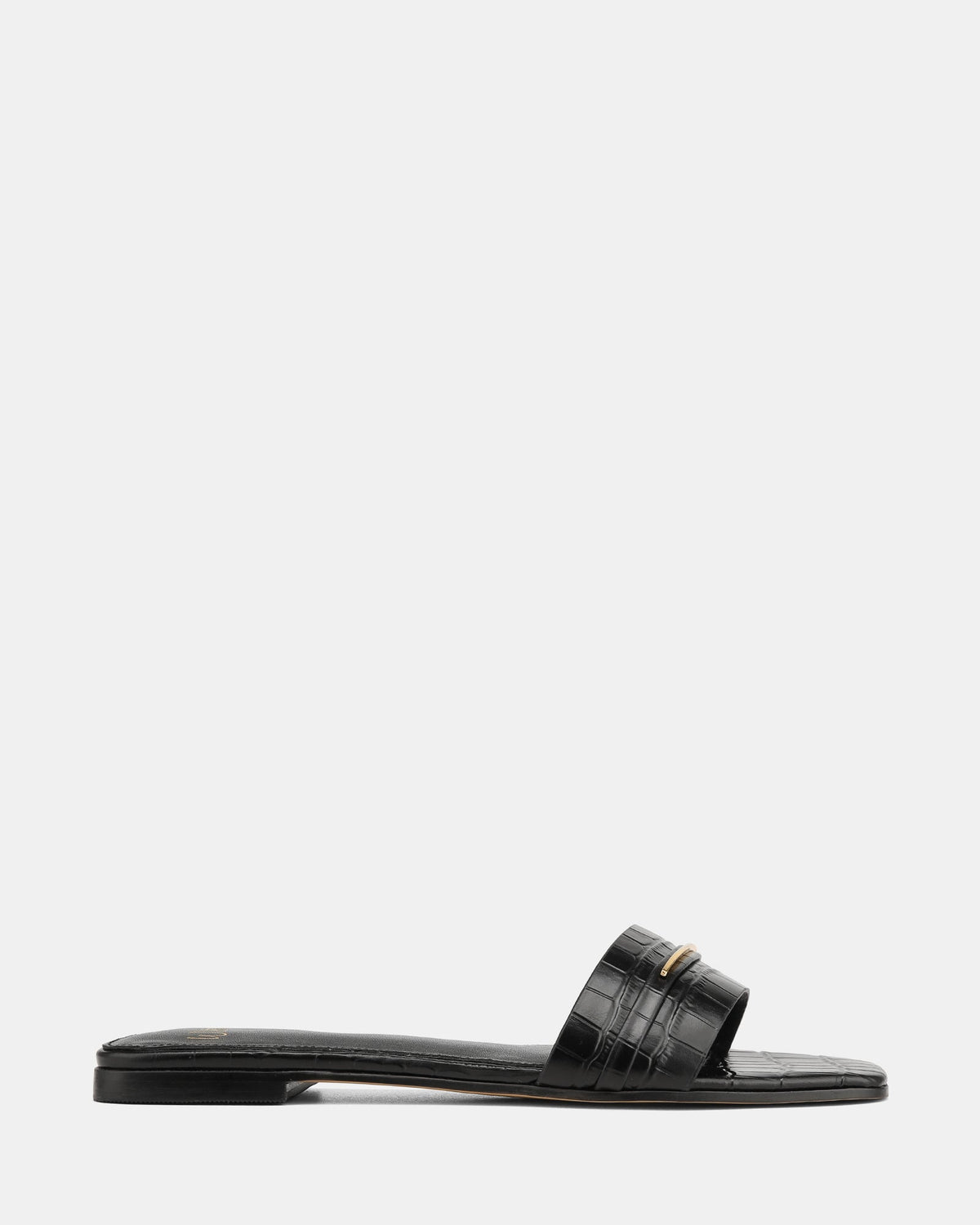 Ash Flat Sandals Black Croc Leather