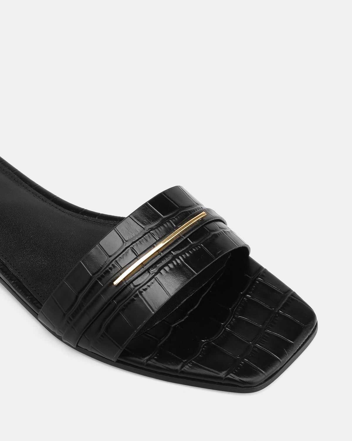 Ash Flat Sandals Black Croc Leather
