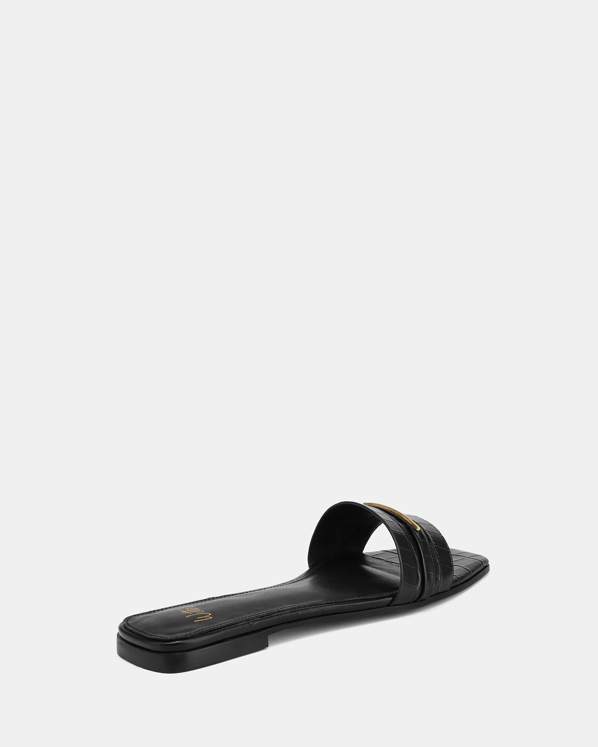 Ash Flat Sandals Black Croc Leather