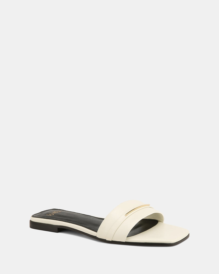 Ash Flat Sandals Off White Leather