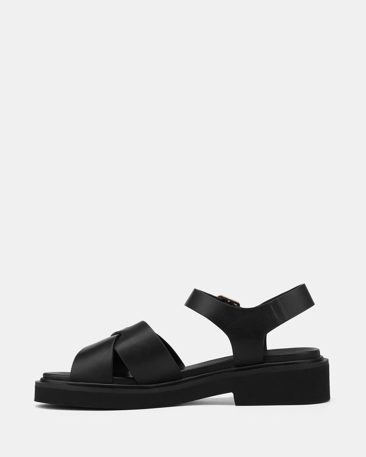 Austen Flat Sandals Black Leather