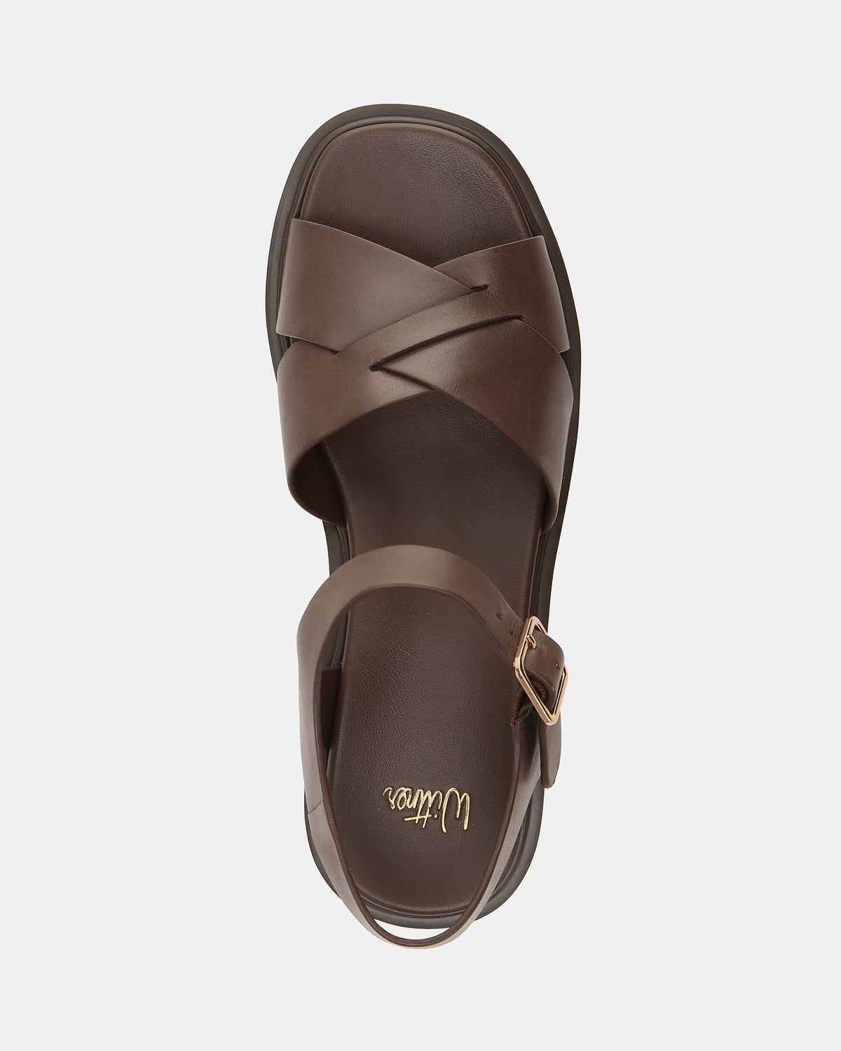 Austen Flat Sandals Dark Brown Leather