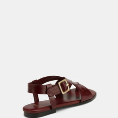 Bianca Flat Sandals Berry Eel Leather