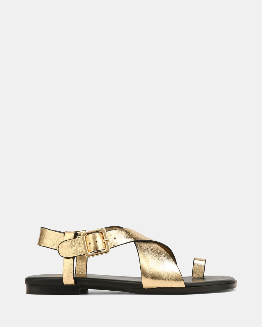 Bianca Flat Sandals Gold Leather