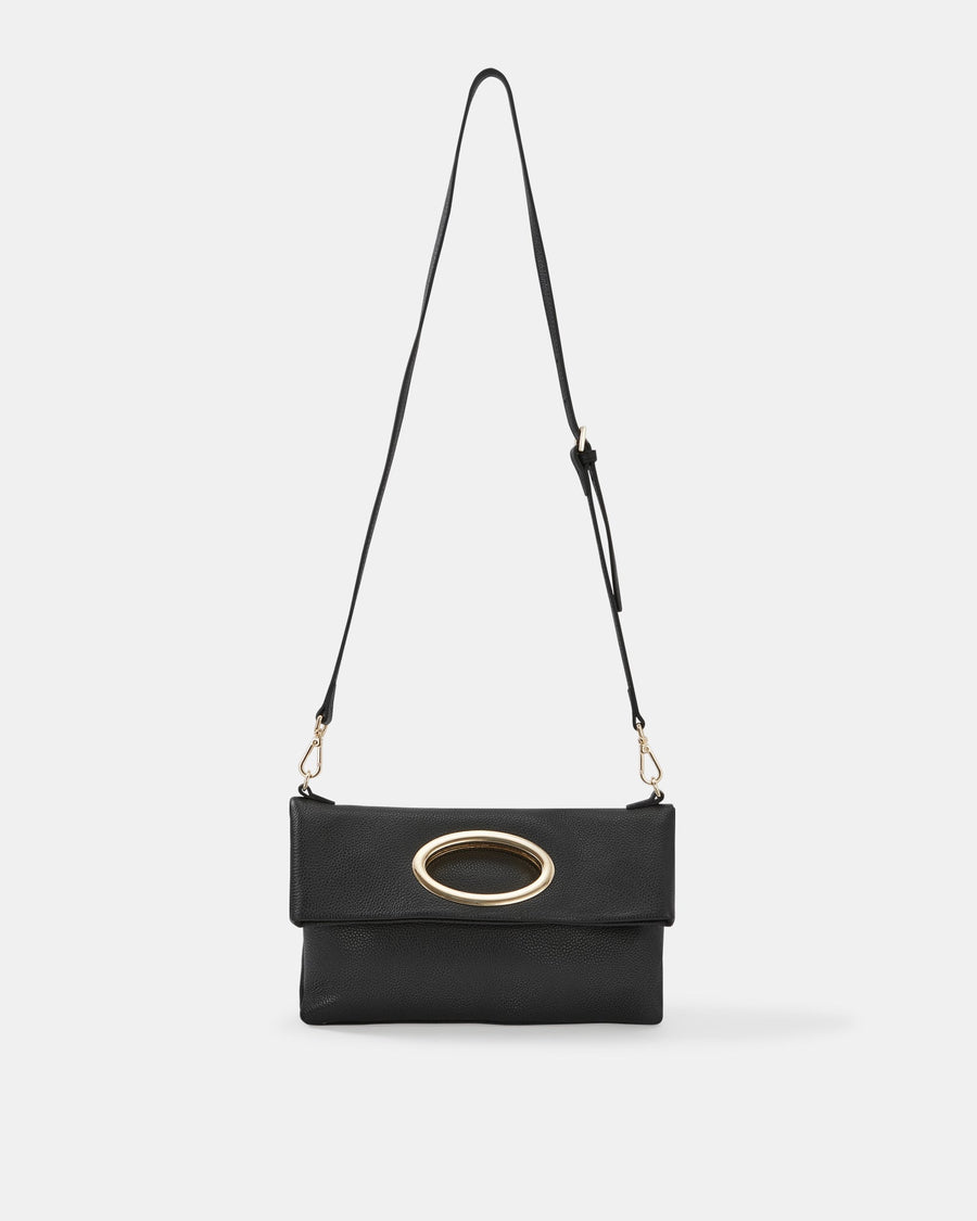 Cecily Clutch Bag Black Leather