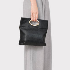Cecily Clutch Bag Black Leather