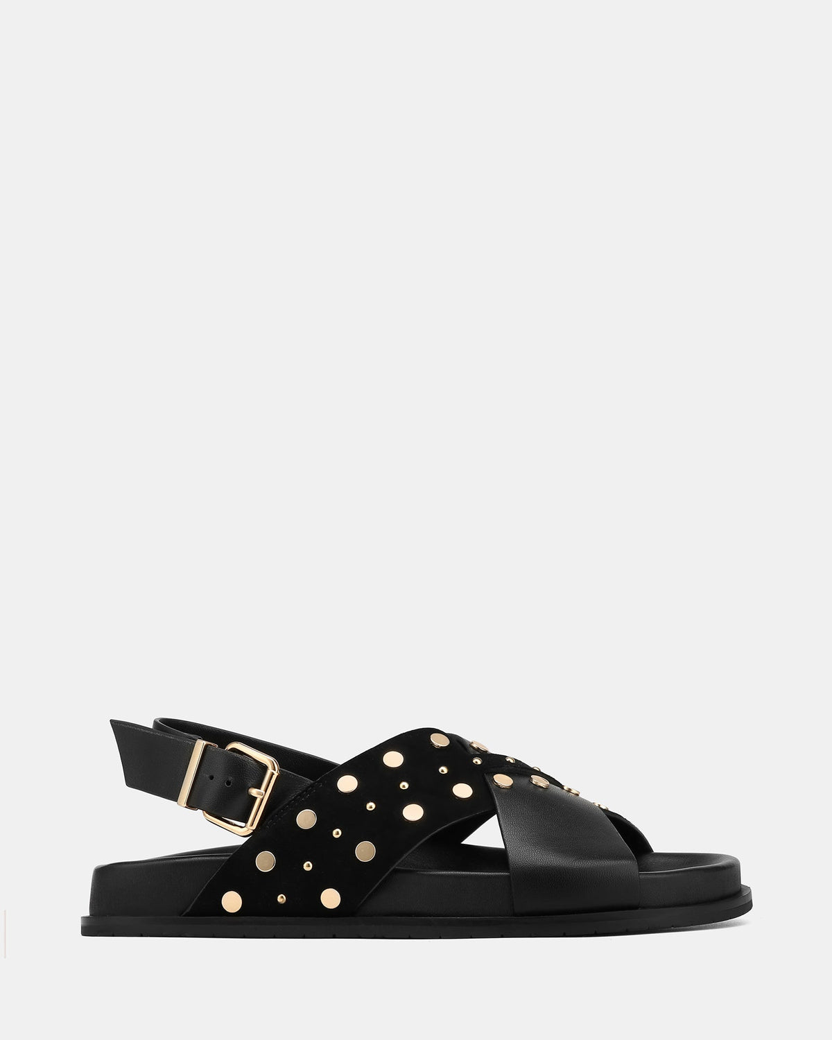Cleo Flat Sandals Black Leather/Suede