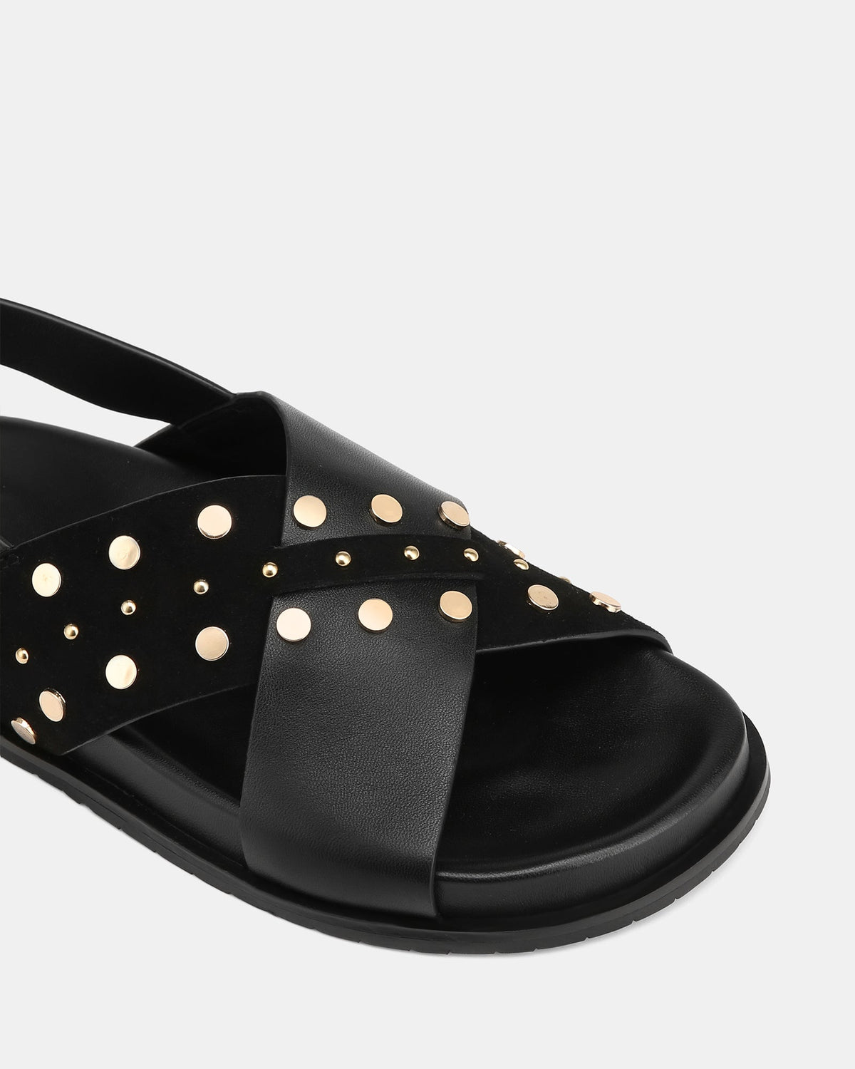 Cleo Flat Sandals Black Leather/Suede