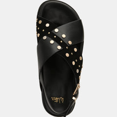 Cleo Flat Sandals Black Leather/Suede