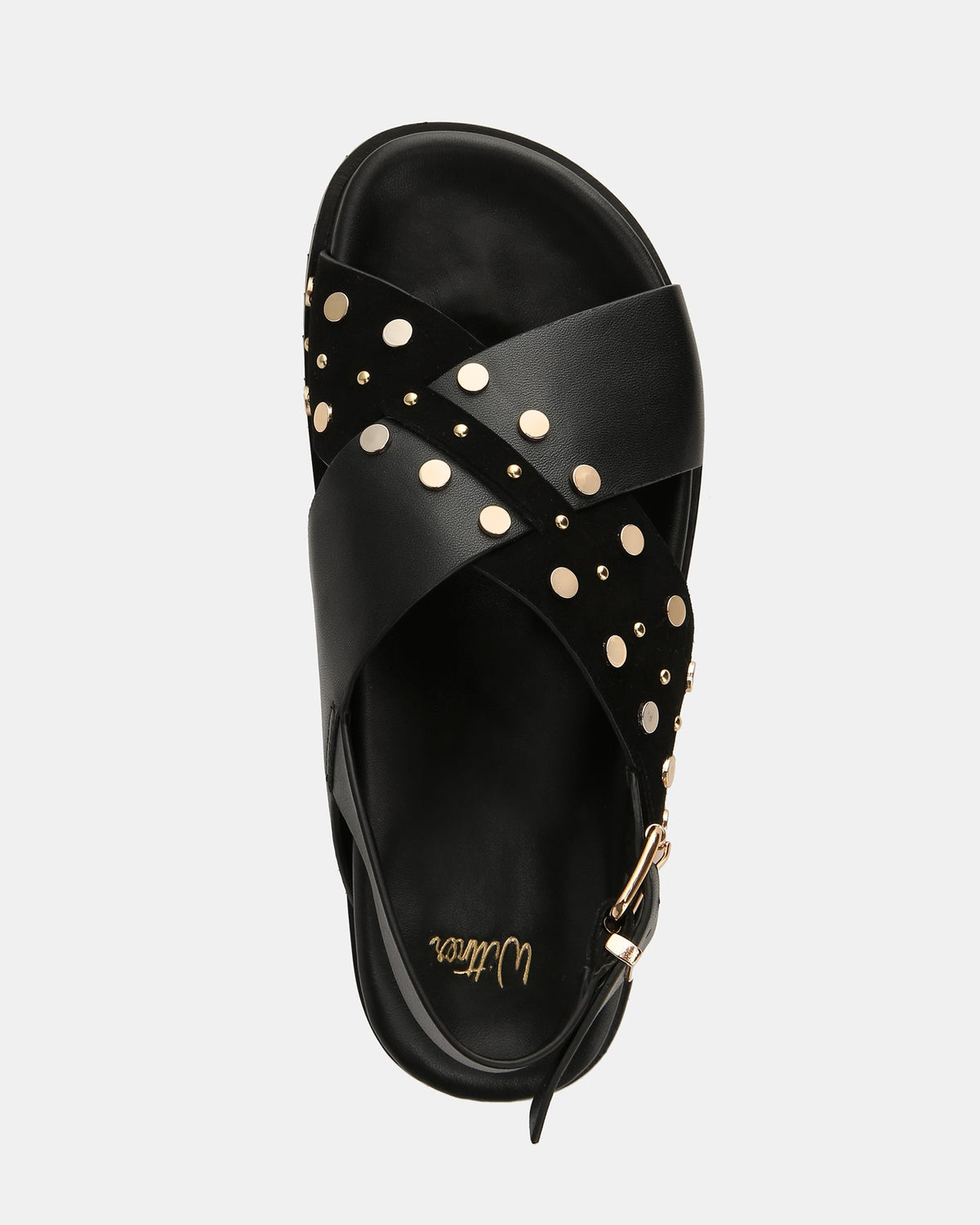 Cleo Flat Sandals Black Leather/Suede