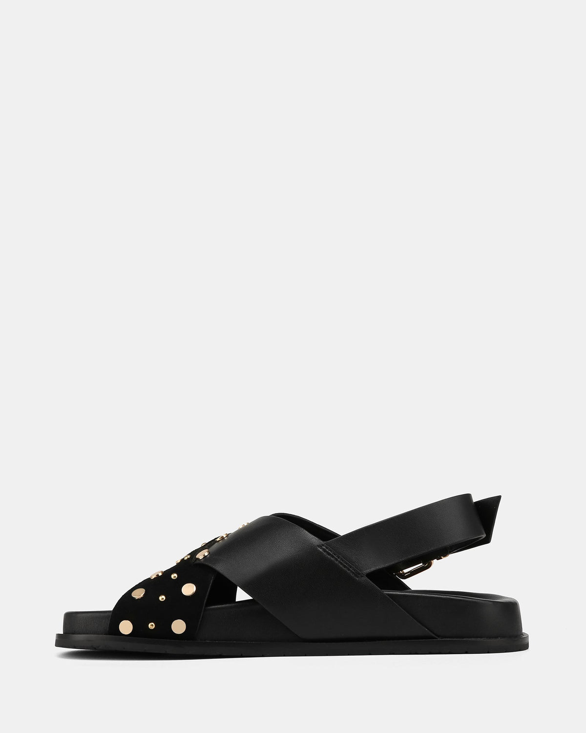 Cleo Flat Sandals Black Leather/Suede