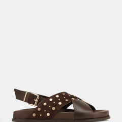 Cleo Flat Sandals Brown Leather/Suede