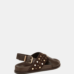 Cleo Flat Sandals Brown Leather/Suede