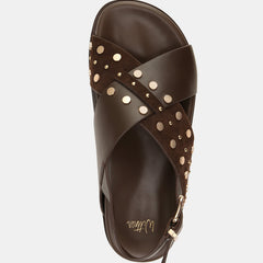 Cleo Flat Sandals Brown Leather/Suede