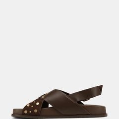 Cleo Flat Sandals Brown Leather/Suede