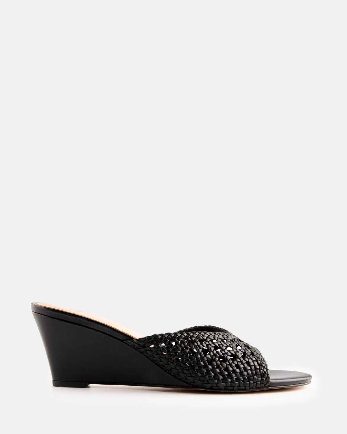 Carolina Wedges Black Woven Leather