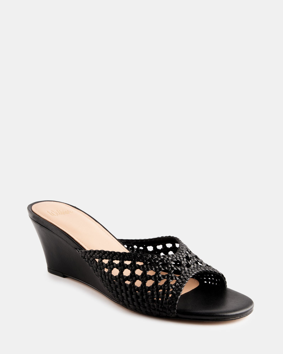 Carolina Wedges Black Woven Leather