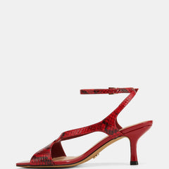 Dexter Low Sandals Red Snake Leather
