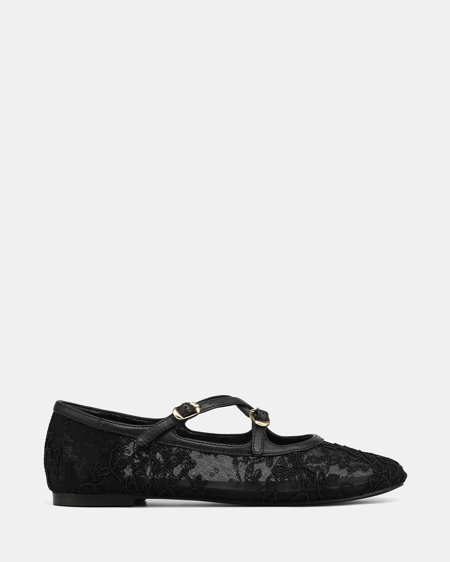 Dotty Ballet Flats Black Lace Mesh/Leather