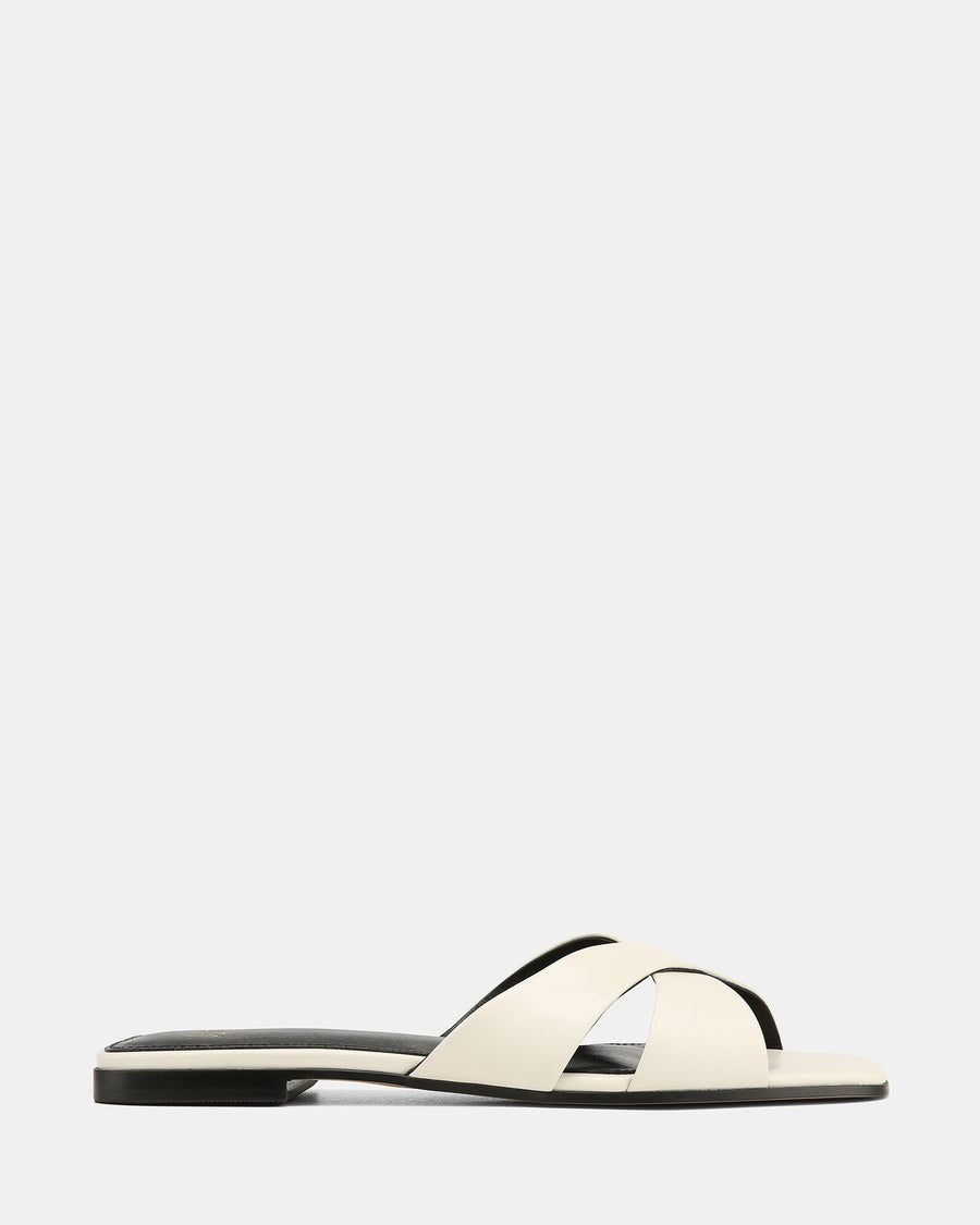 Emery Flat Sandals Off White Leather