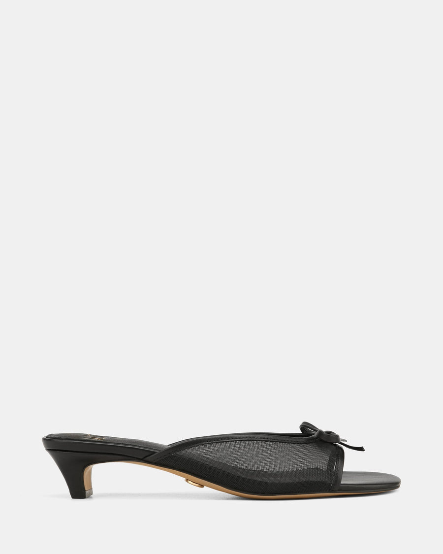 Francis Flat Sandals Black Mesh/Leather