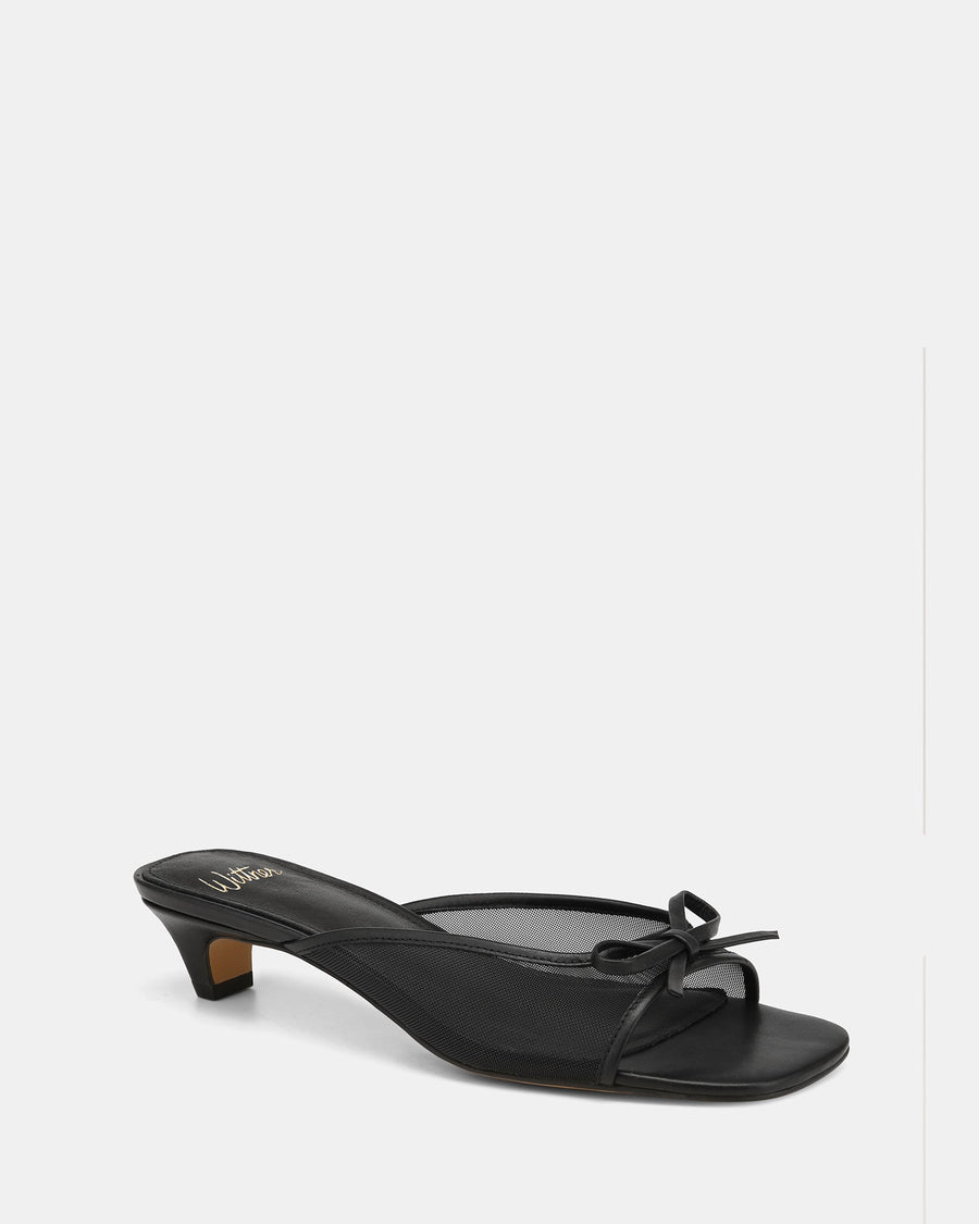 Francis Flat Sandals Black Mesh/Leather