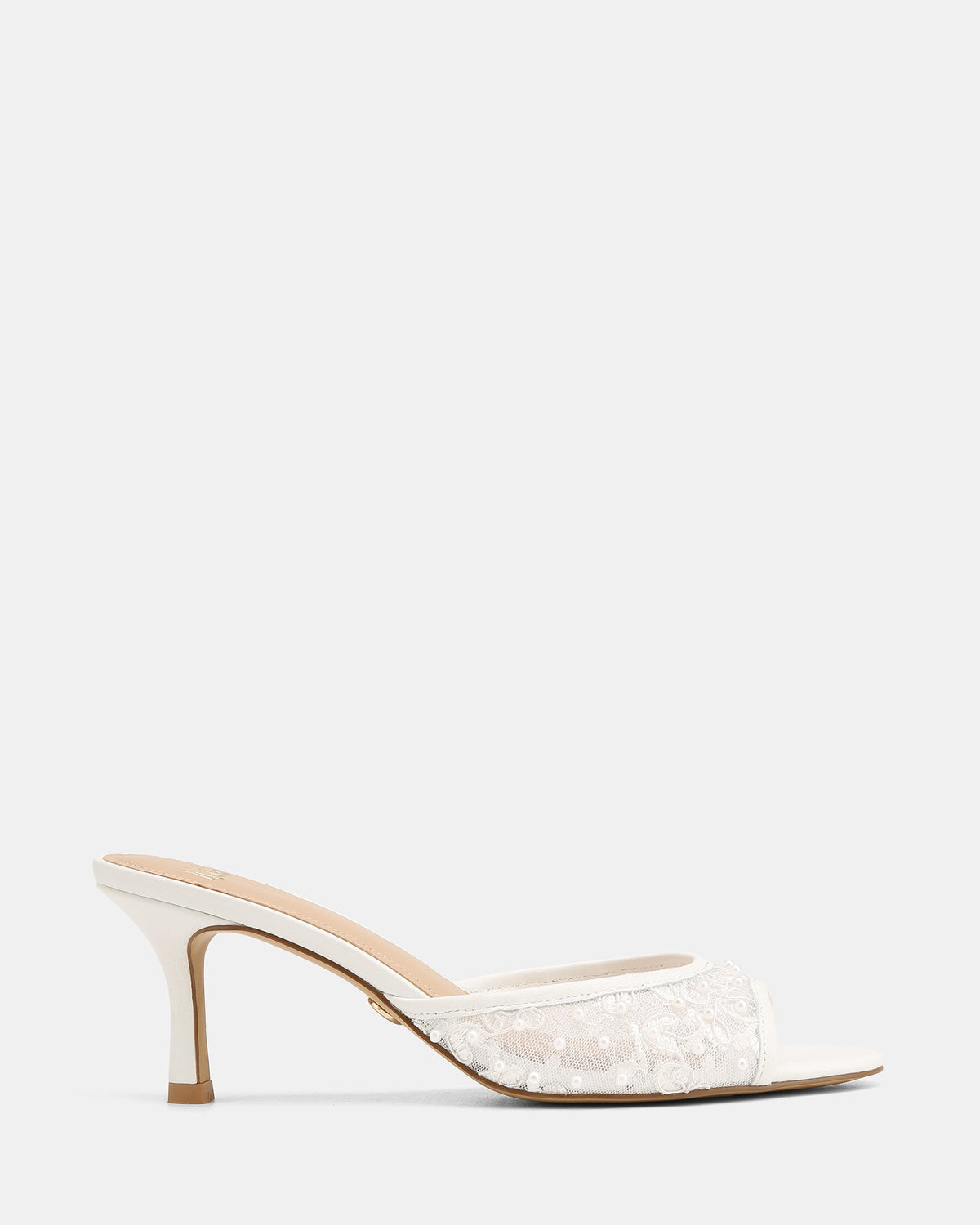 Gem Low Sandals White Lace / Pearl/Leather