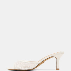 Gem Low Sandals White Lace / Pearl/Leather