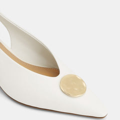 Goldie Low Heels White Leather