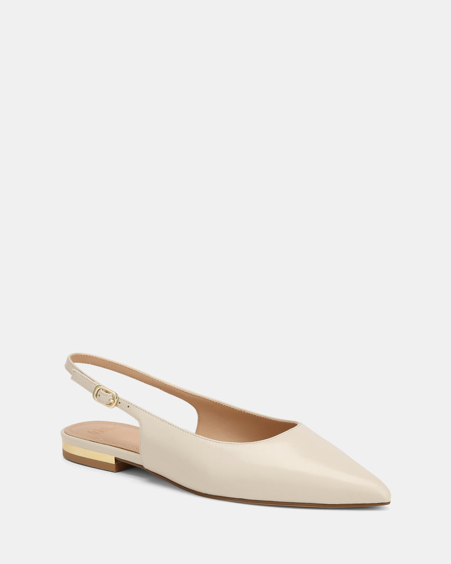 Mary Dress Flats Ivory Leather
