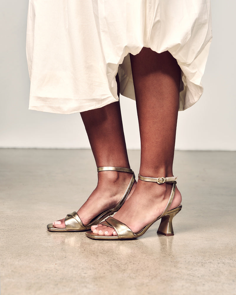 Martina Champagne Metallic Leather
