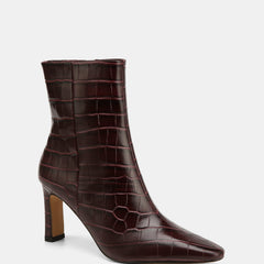 Nina Ankle Boots Raisin Croc Embossed Leather