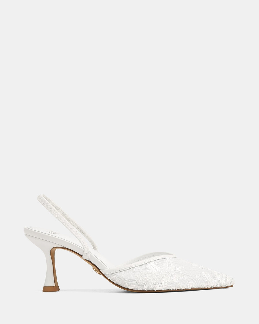 Quinn High Heels White Lace Mesh