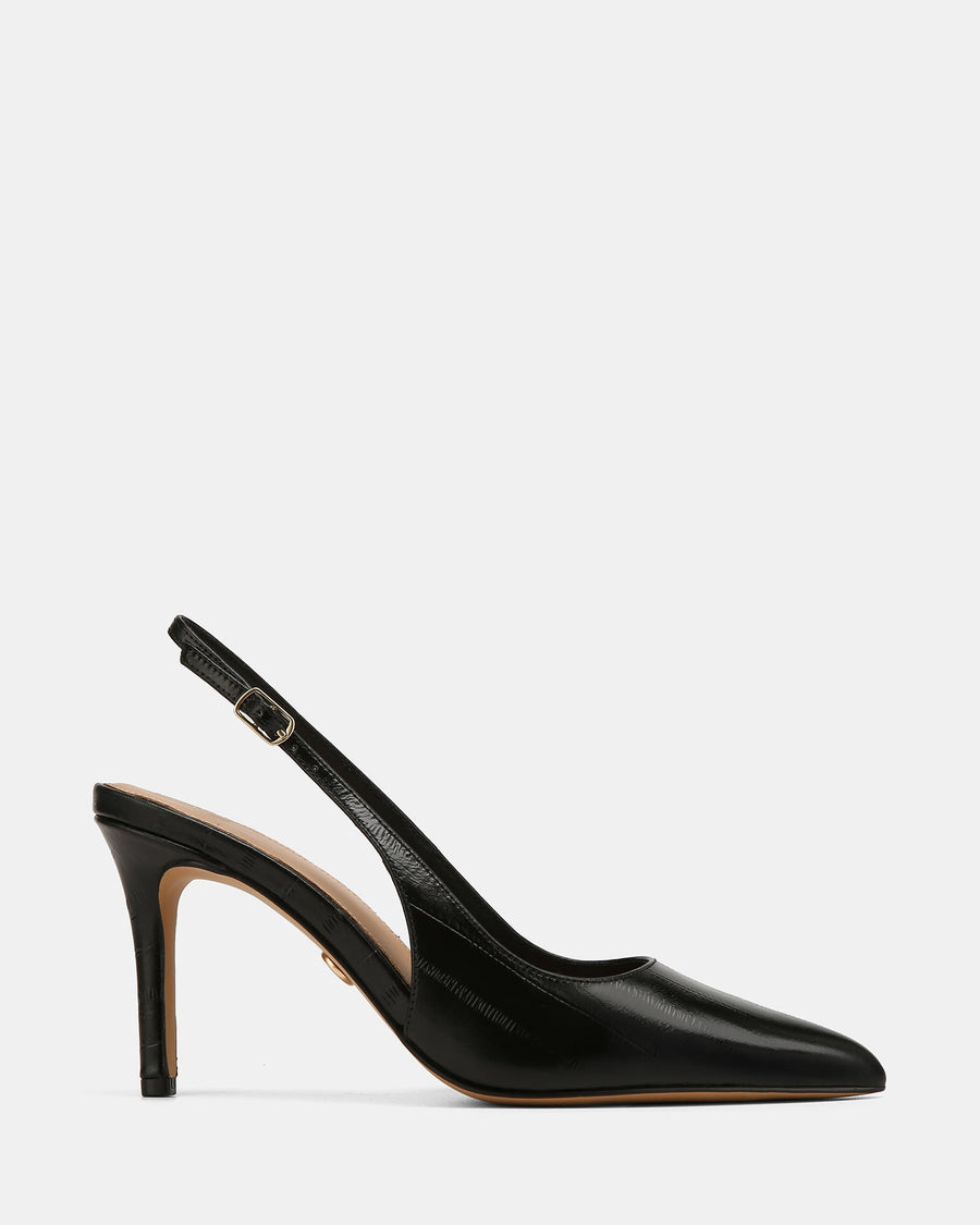 Riker High Heels Black Eel Leather