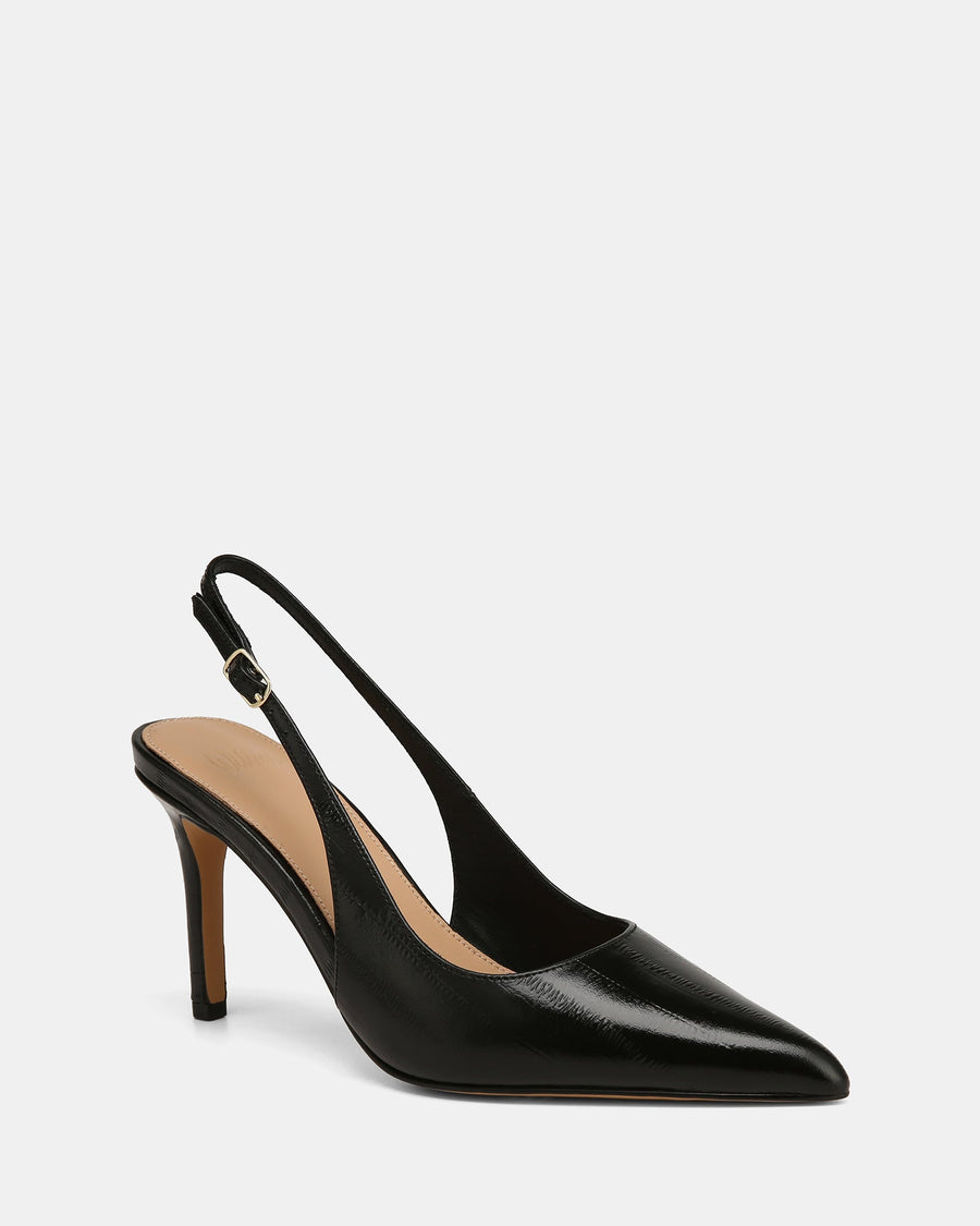 Riker High Heels Black Eel Leather