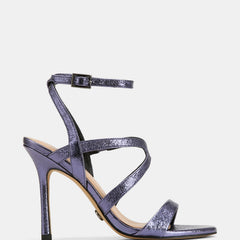 Uma High Sandals Blue Metallic Leather