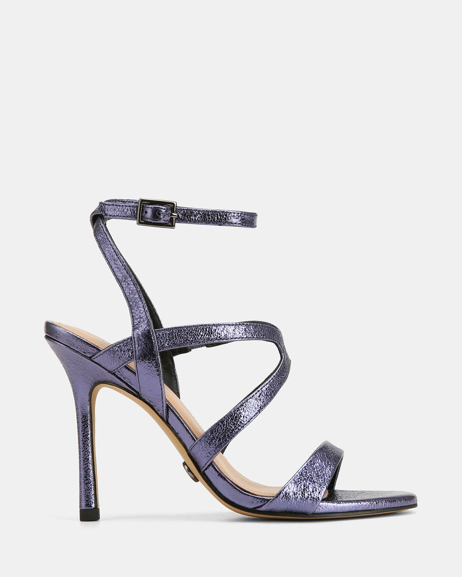 Uma High Sandals Blue Metallic Leather